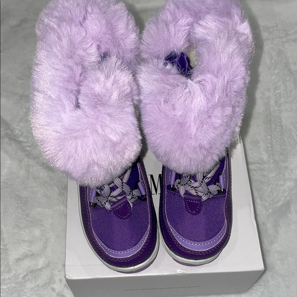 Dream Pairs Purple Faux Fur Kids Boots